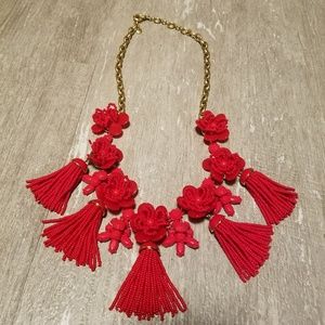 Red J. Crew statement necklace